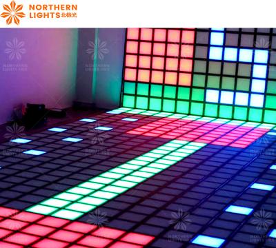 China Wall And Ground LED Dance Floor Tile Jumping Grid Interactive Game for sale