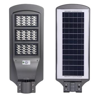 China LED solar street lamp Street Light 6500K light control + radar sensor Lens for sale