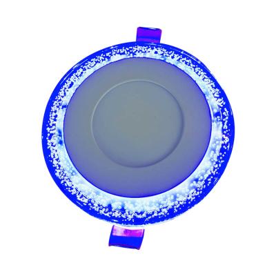 China White +Blue colorful panels 3+3W Double Color Ceiling Round Indoor Led Panel Light for sale