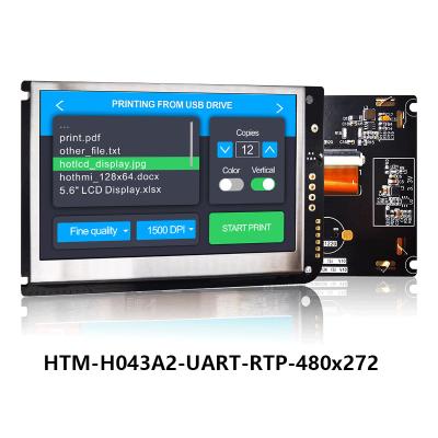 China 4.3 Inch UART Resistive Touch Screen TFT LCD 480x272 Display With Lcd Controller Board for sale