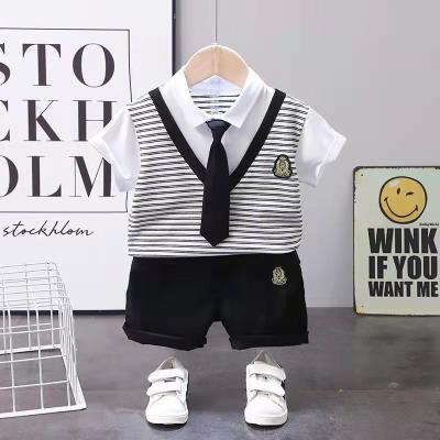 China College Style Short Sleeve Organic Cotton Toddler Clothes With Tie for sale