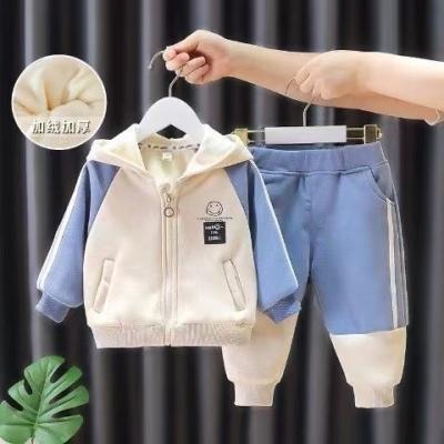China Breathable Cotton Primary Children'S Clothing Boys' Hooded Suit With Zipper for sale