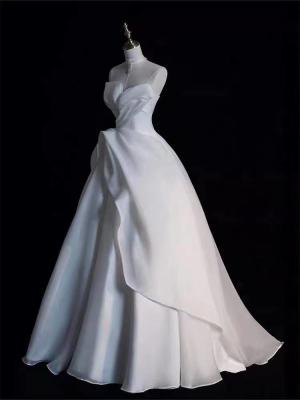 China White Fitted Evening Dress With Embellished Shawl for sale