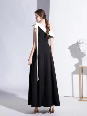 China Off Shoulder Romantic Slimming Black Evening Dress For Wedding Party for sale