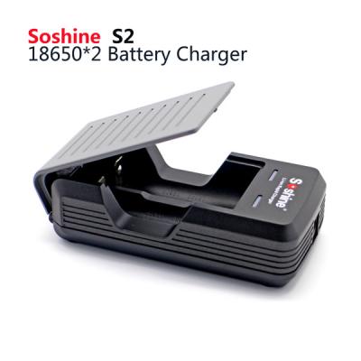 China Soshine 18650 Li-ion Battery Charger for 2pcs 18650 batteries, 2-slot 18650 battery charge for sale