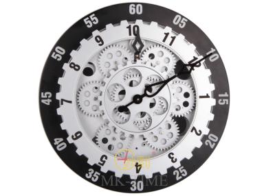 China Funky Quartz Ring Silver Table Geared clock , 12 inch round wall gear clock HY-G065-S for sale