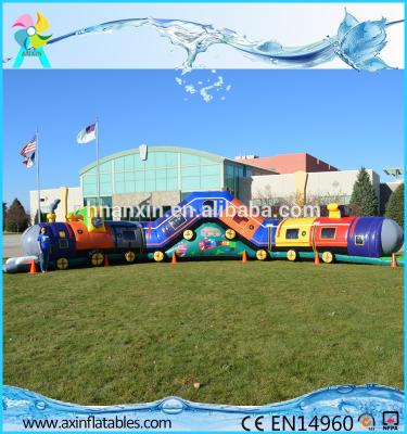 China Chuggy Choo Choo train bouncer inflatable tunnels for kids inflatable obstacle course for sale