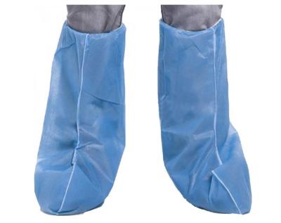 China Customized SMS Disposable Boots Cover Blue Color With Elastic for sale