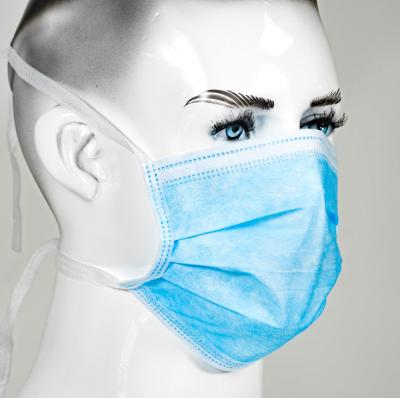China Máscara protetora descartável não tecida inodora do peso leve com laços 3 dobras à venda