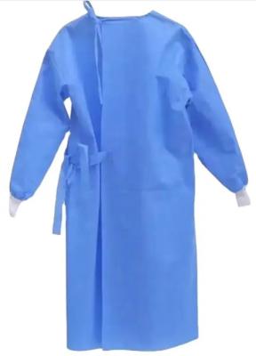 China Customized PP PE Isolation Gown Disposable With Side Belt Knitted Cuffs for sale