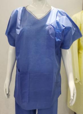 中国 使い捨て可能なSMSの病院は短い袖の青い色のスーツをごしごし洗う 販売のため