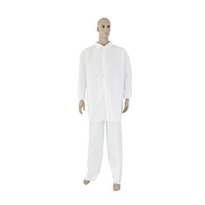 China White Non Woven Disposable Lab Gown With Zipper Elastic Cuffs Collar for sale