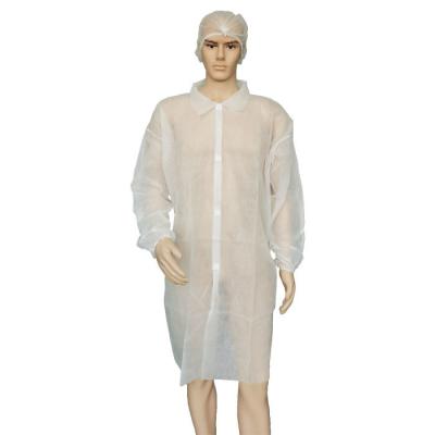 China CE Certified Non Woven Visitor Coat Disposable With Velcro Long Sleeves for sale