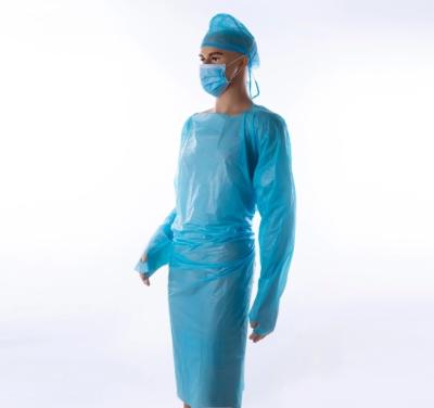 China Blue Disposable CPE Gown , Plastic Isolation Gowns For Medical Use Level 3 for sale
