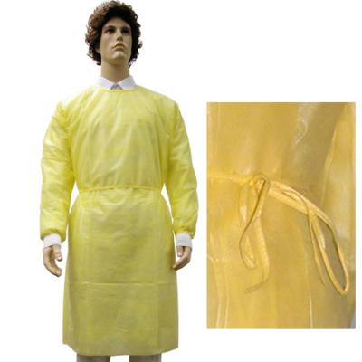 China Cpe-sterile Wegwerfkleiderlanges Ärmel-Isolierungs-Kleid 16-45gsm für Krankenhaus u. Klinik zu verkaufen