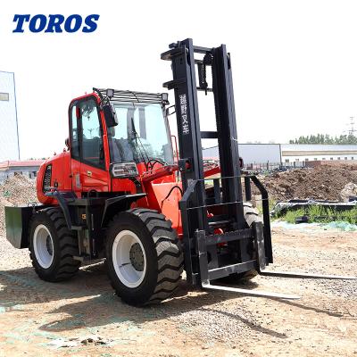 China Enclosed Cab Rough Terrain Forklift Outdoor 5000 Lb All Terrain Forklift for sale