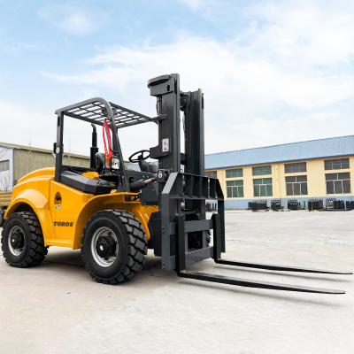 China Seated 4 Wheel Drive Forklift 7 Ton Forklift With 48 In Fork Length for sale