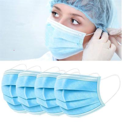 China Blau 3 Schicht-medizinische Wegwerfgesichtsmaske, Wegwerfstaub-Mund-Maske zu verkaufen