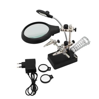 China TOKTOS Magnifying Glass For Workbench With LED Light 3.5X-12X Lens Auxiliary Clip for sale