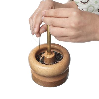 China Wooden Manual Bead Spinner For DIY Jewelry Making Tools Spinner Holder for sale