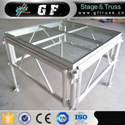 China Fashion Show Aluminum Glass Stage With Mobile Legs for sale