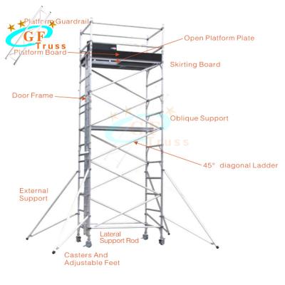 China 12m Height Telescopic Mobile Aluminum Scaffold Tower for sale