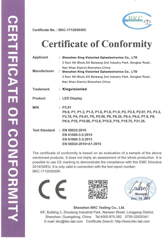 CE - Shenzhen King Visionled Optoelectronics Co.,LTD