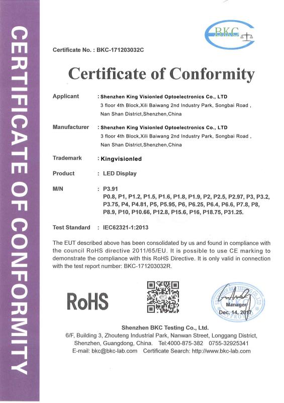 ROHS - Shenzhen King Visionled Optoelectronics Co.,LTD