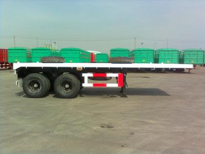 China 40T Capacity 20ft 2 Disc Axle ISO Container Semi Flatbed Truck Trailer for sale