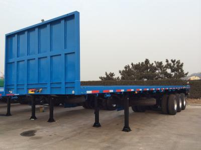 China 32T Payload 40ft 3 Drum Axles  FlatBed Container Semi Truck Trailer with Front Protector for sale
