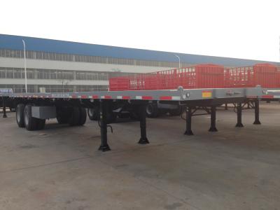 China 45T Capacity ISO 40ft Bogie Suspension Axles Semi Flatbed Container Truck Trailer for sale