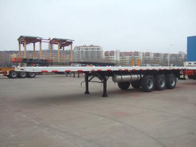 China 40T Capacity 3 Axles 40ft Super Single Tire Light Weight Semi Flatbed Container Truck Tailer for sale
