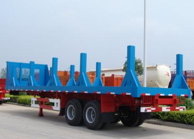 China 60T Payload 30ft Steel Roll Pillars 3 Drum Axle Heavy Semi Flatbed Truck Trailer for sale