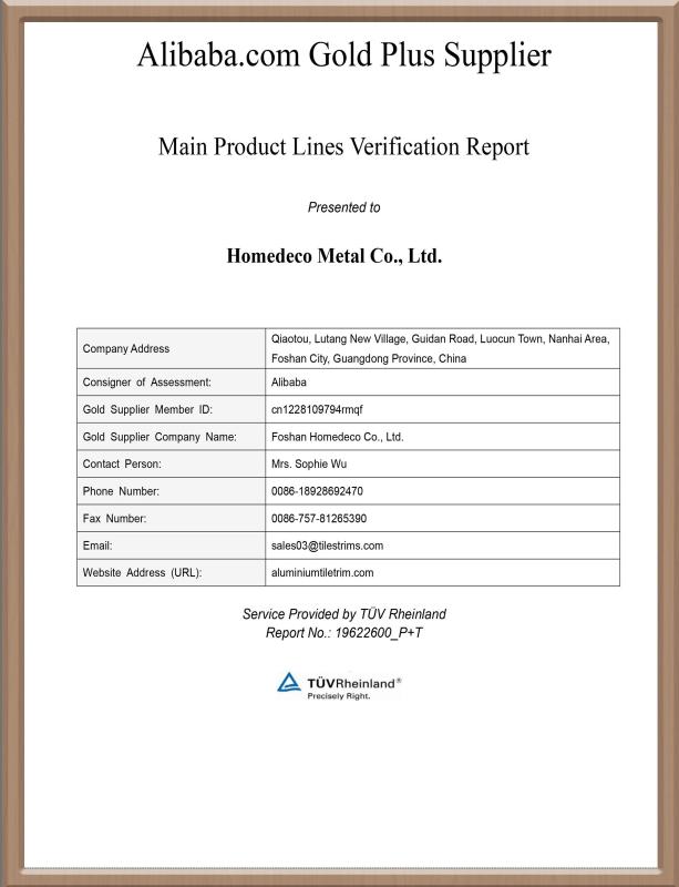 Main Product Lines Report - Foshan Homedeco Metal Co., Ltd.