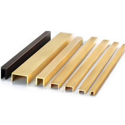 China Extrusion Profile Brushed Brass Tile Trim 12mm Wall Transition U Shape for sale