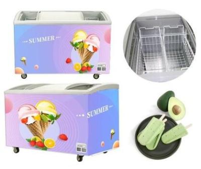 China Puertas de cristal de desplazamiento comerciales del congelador del pecho del congelador de la isla del helado en venta