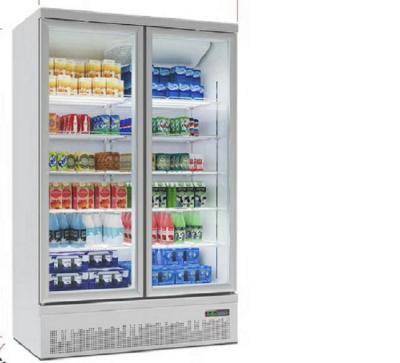 China 704L 2 Door Upright Glass Door Freezer  Air Cooling for ice cream and frozen food for sale