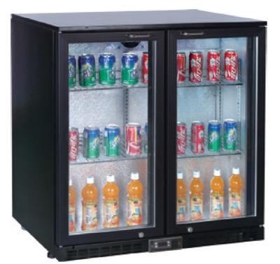 China Back Bar Under Counter Cooler 2  Glass Door With lock and Swing Door 208L for sale