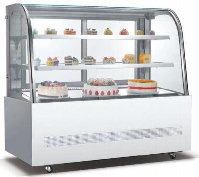 China Curved Glass Cake Display Cake Display Case Ventilated Cooling Bakery Stores for sale