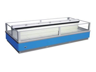 China Remote Glass Top Ice Cream Display Freezer   open top Island freezer Double Sided for sale