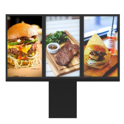 China 55inch Exterior Outdoor Drive Thru Menu Boards System 3000nits Spliced 3 Screens for sale