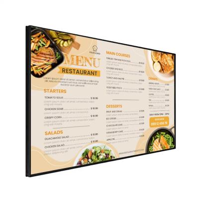 Chine Affichage publicitaire LCD HD intérieur Affichage d'affichage numérique Joueur système Android Tableau de menu numérique Pour les restaurants à vendre