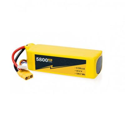 China Compact 22.2V 5800mAh 6S 100c Lipo Battery Pack RC Drone Battery for sale
