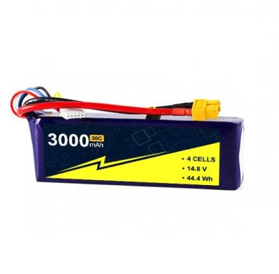 China 14.8V 4s 3000mah Lipo Battery 30C Rc Quadcopter Battery With W/XT-60 for sale