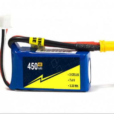 China 7.4 Volt Drone Battery 45C 2s 450mah Lipo Battery For RC Model / Hobby Airplane for sale