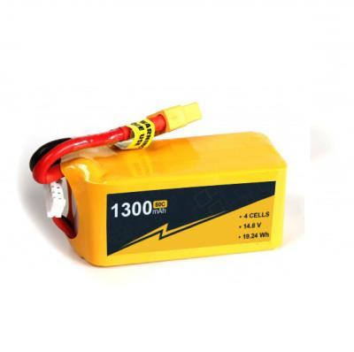 China 1300mAh 4S Lipo Drone Battery High Rate 14.8V 50C-100c Lipo Battery Compact for sale
