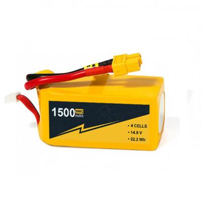 China XT60 Connector Drone Lipo Battery Pack 4s 1500mah Lipo Battery 14.8V 50C-100c for sale