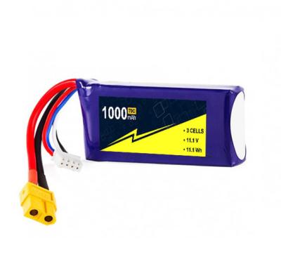 China 11.1V 3S 1000mah Lipo Battery 70C-140c Lipo Batteries For Rc Boats With W/XT-60 for sale