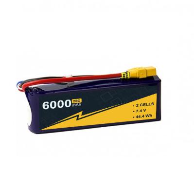 China Stable 7.4V 25C 6000mAh 2S RC Boat Battery With XT-90 Connector for sale