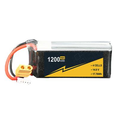 China 14.8V 2S 3s 4s1p Bateria de barco RC 1200mAh 100C-160C Caixa dura à venda